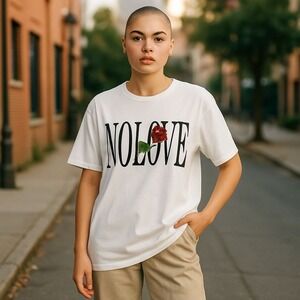 Zaful White No Love Rose Graphic Print Short Sleeve T-Shirt Top